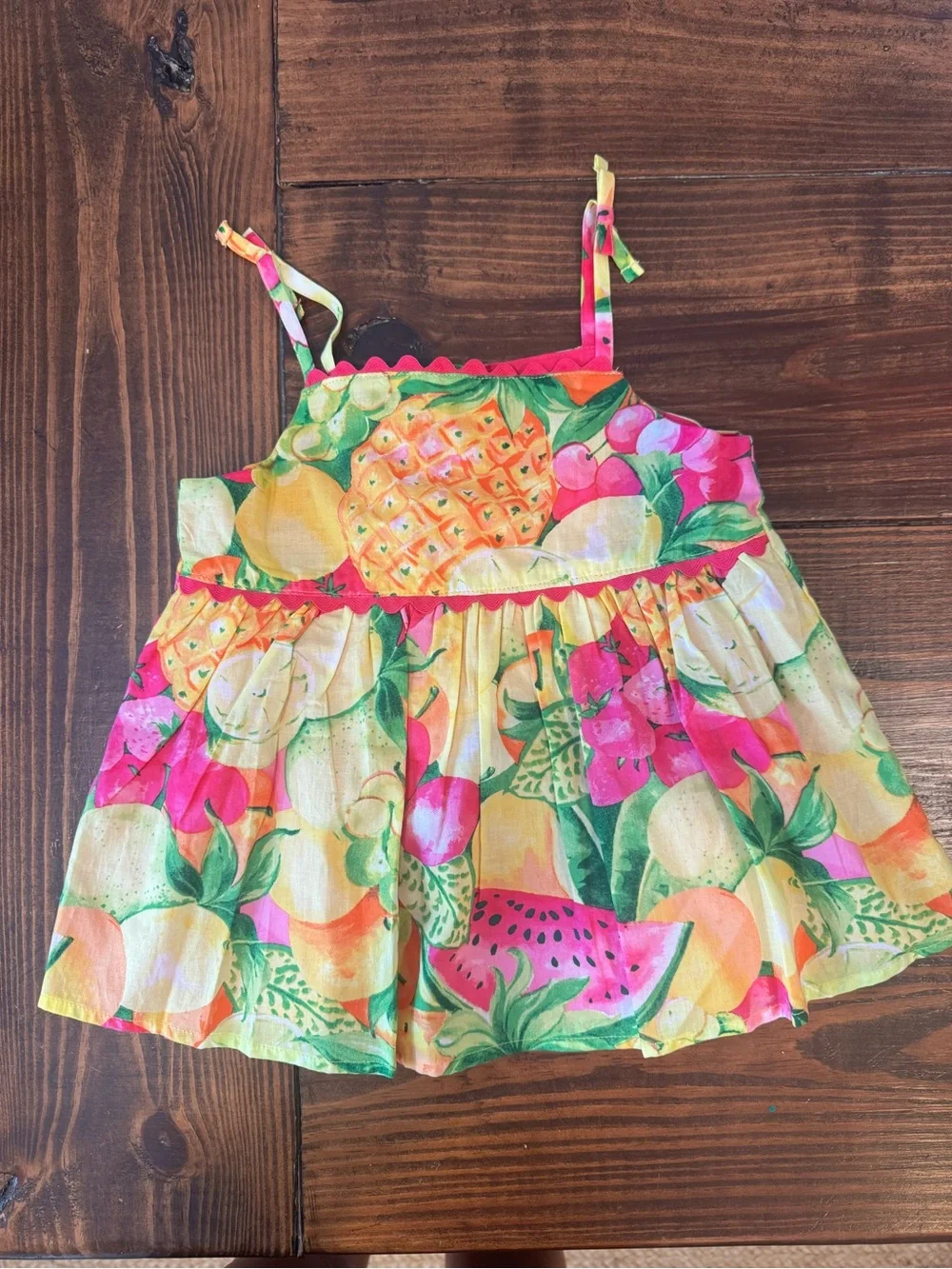 Janie and Jack Hot Pink & Yellow Tropical Fruit Dress